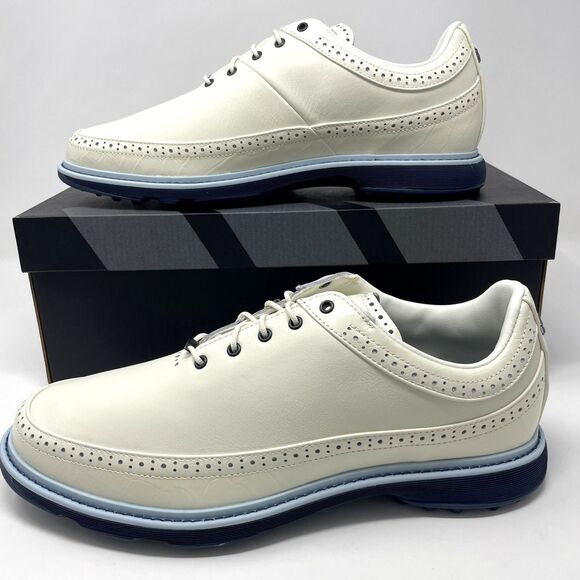 Adidas Boost MC 80 Leather Golf Shoes Men’s 10 Off White Blue Comfort ID4749 NEW